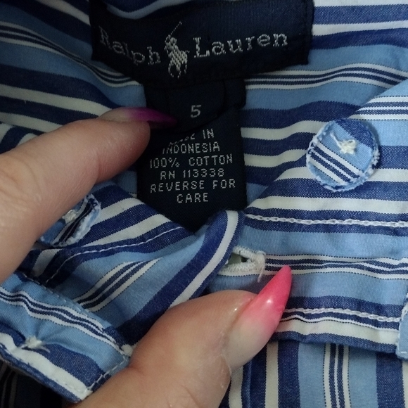 Ralph Lauren polo button up shirt dress blue boys 5 - Picture 5 of 6